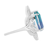 Inel din Argint 925 ( 3.65 grame ) cu Cuarț Păun și Topaz Alb 4.19 Carate