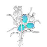 Broşă din Argint 925 ( 6.54 grame ) cu Cuarț Păun și Topaz Alb 9.85 Carate