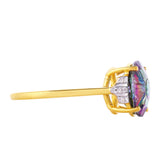 Inel din Argint 925 Placat cu Aur ( 1.7 grame ) cu Rubelit Cruzeiro și Topaz Mistic 3.58 Carate