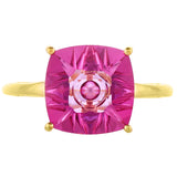 Inel din Argint 925 Placat cu Aur ( 1.57 grame ) cu Tanzanit și Topaz Mistic Roz 4.07 Carate