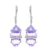 Cercei din Argint 925 ( 2.33 grame ) cu Tanzanit și Diamant Alb 12.8 Carate
