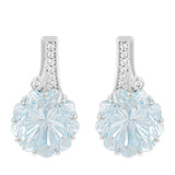 Cercei din Argint 925 ( 2.41 grame ) cu Topaz Albastru ca Cerul și Zircon Natural 10.72 Carate