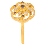 Inel din Argint 925 Placat cu Aur ( 2.42 grame ) cu Diamant Roșu și Diamant Alb 0.13 Carate