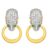 Cercei din Argint 925 Placat cu Aur ( 4.5 grame ) cu Smarald Brazilian și Topaz Alb 0.81 Carate