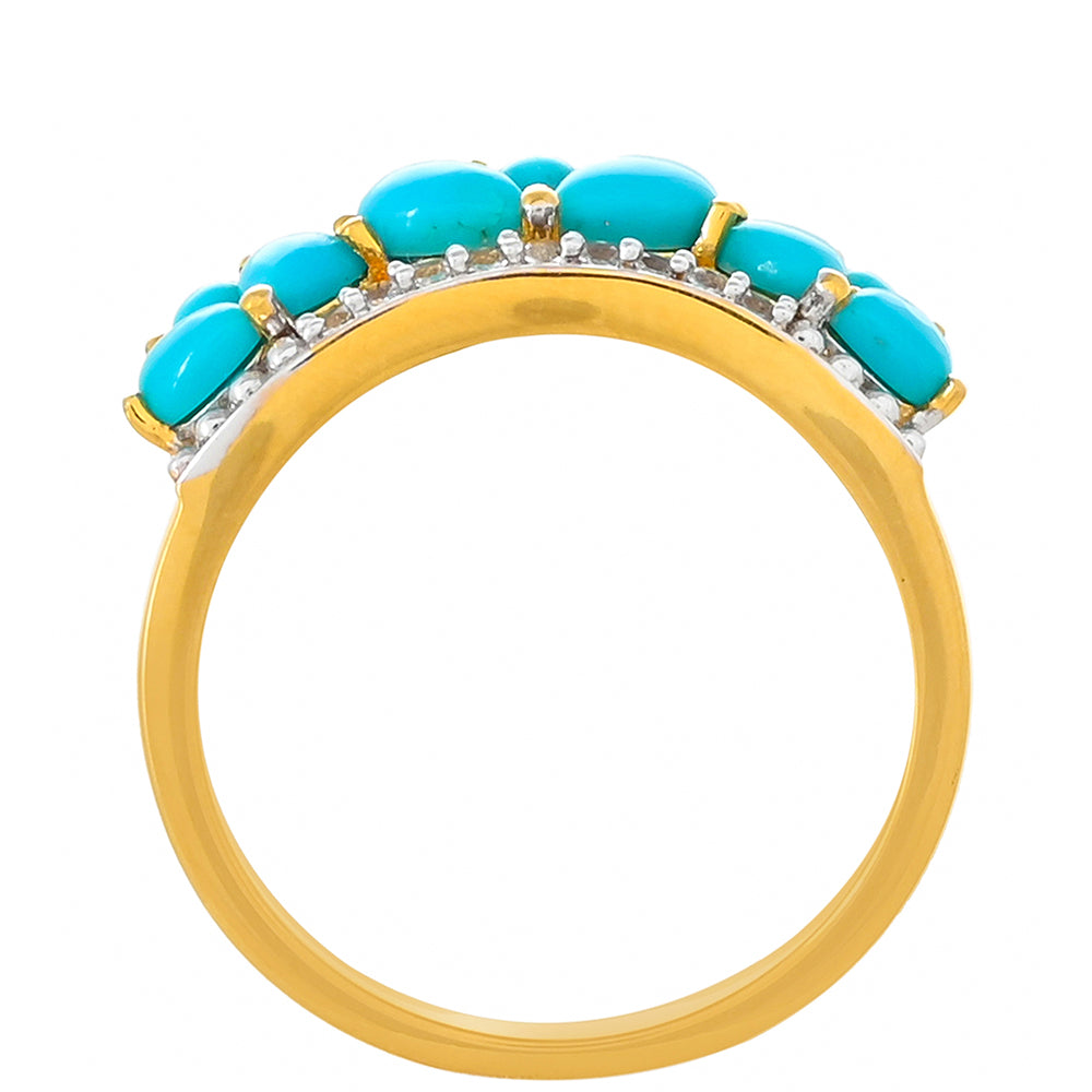 Inel din Argint 925 Placat cu Aur ( 2.83 grame ) cu Turcoaz ”Frumoasa Adormită” 1.29 Carate