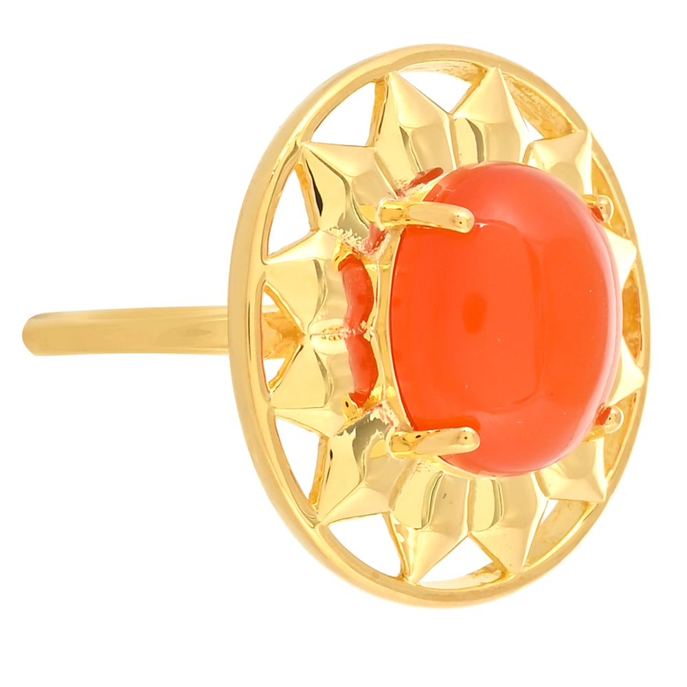 Inel din Argint 925 Placat cu Aur ( 4.37 grame ) cu Carneol 4.56 Carate