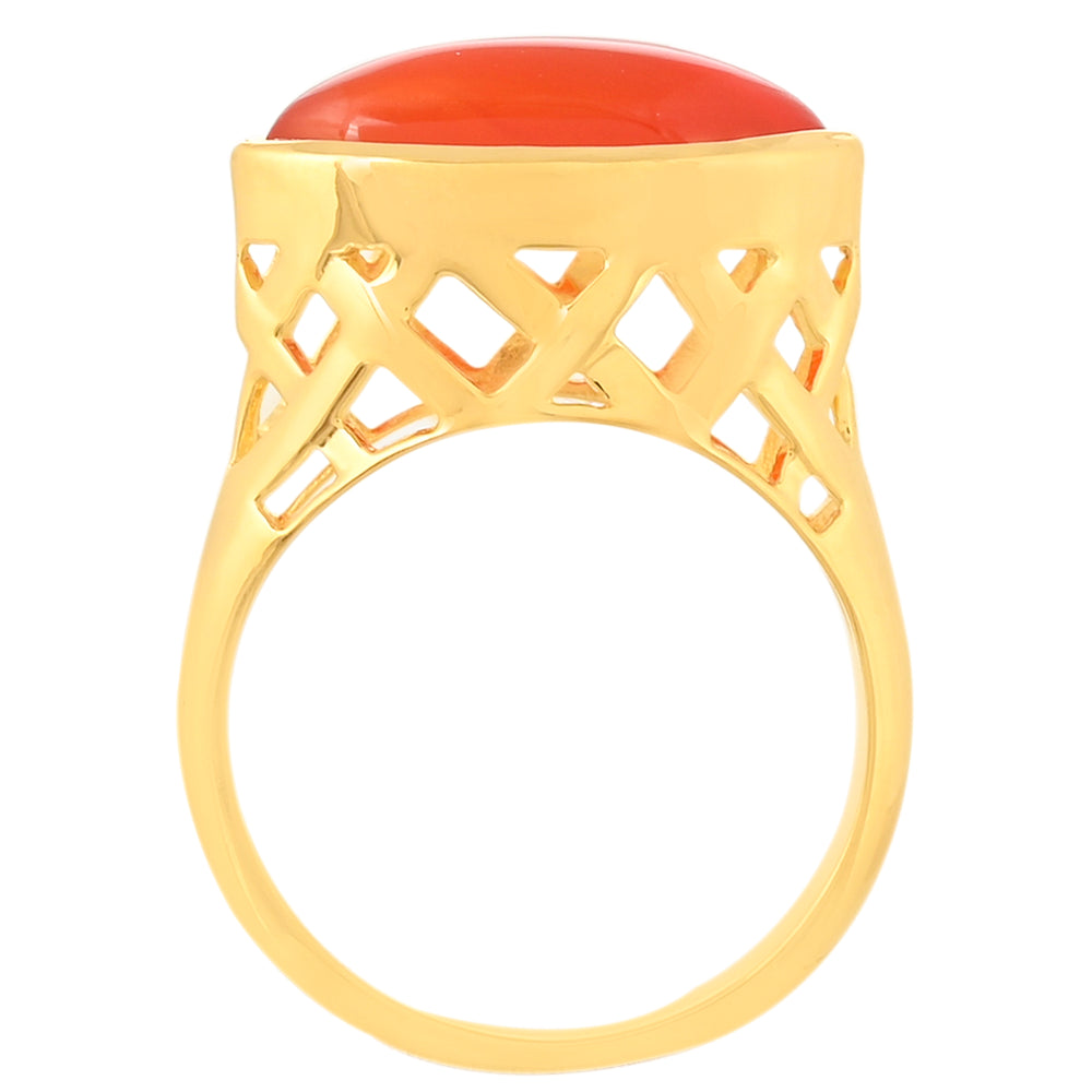 Inel din Argint 925 Placat cu Aur ( 3.68 grame ) cu Carneol 4.37 Carate