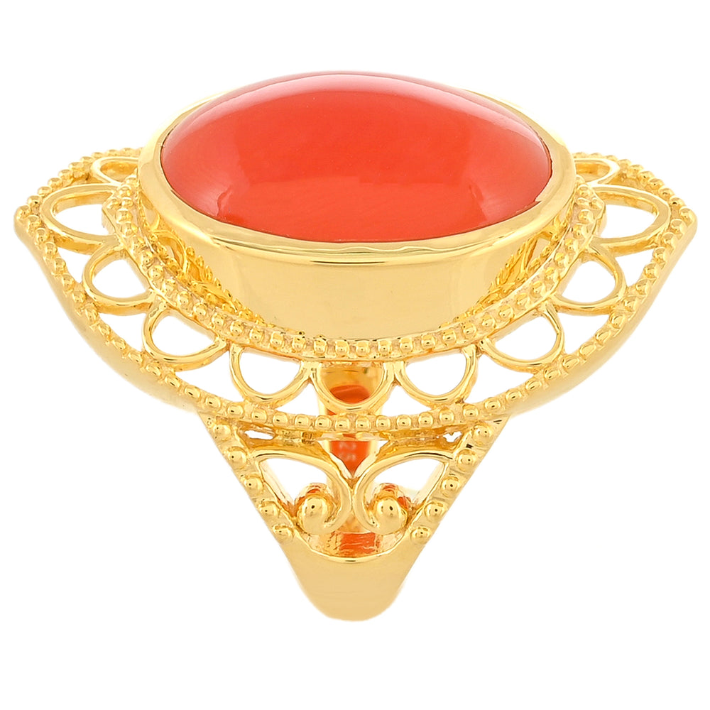 Inel din Argint 925 Placat cu Aur ( 7.55 grame ) cu Carneol 10.6 Carate