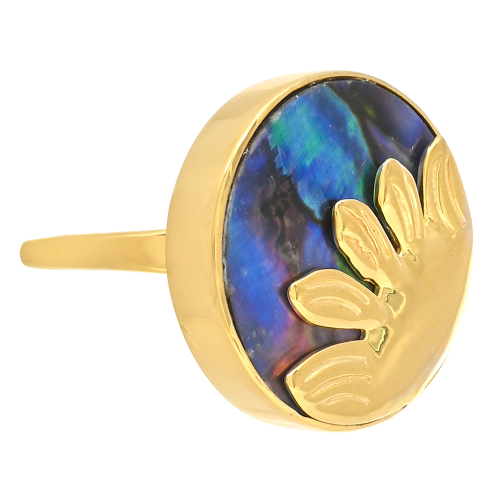 Inel din Argint 925 Placat cu Aur ( 4.87 grame ) cu Scoică Abalone 10.35 Carate