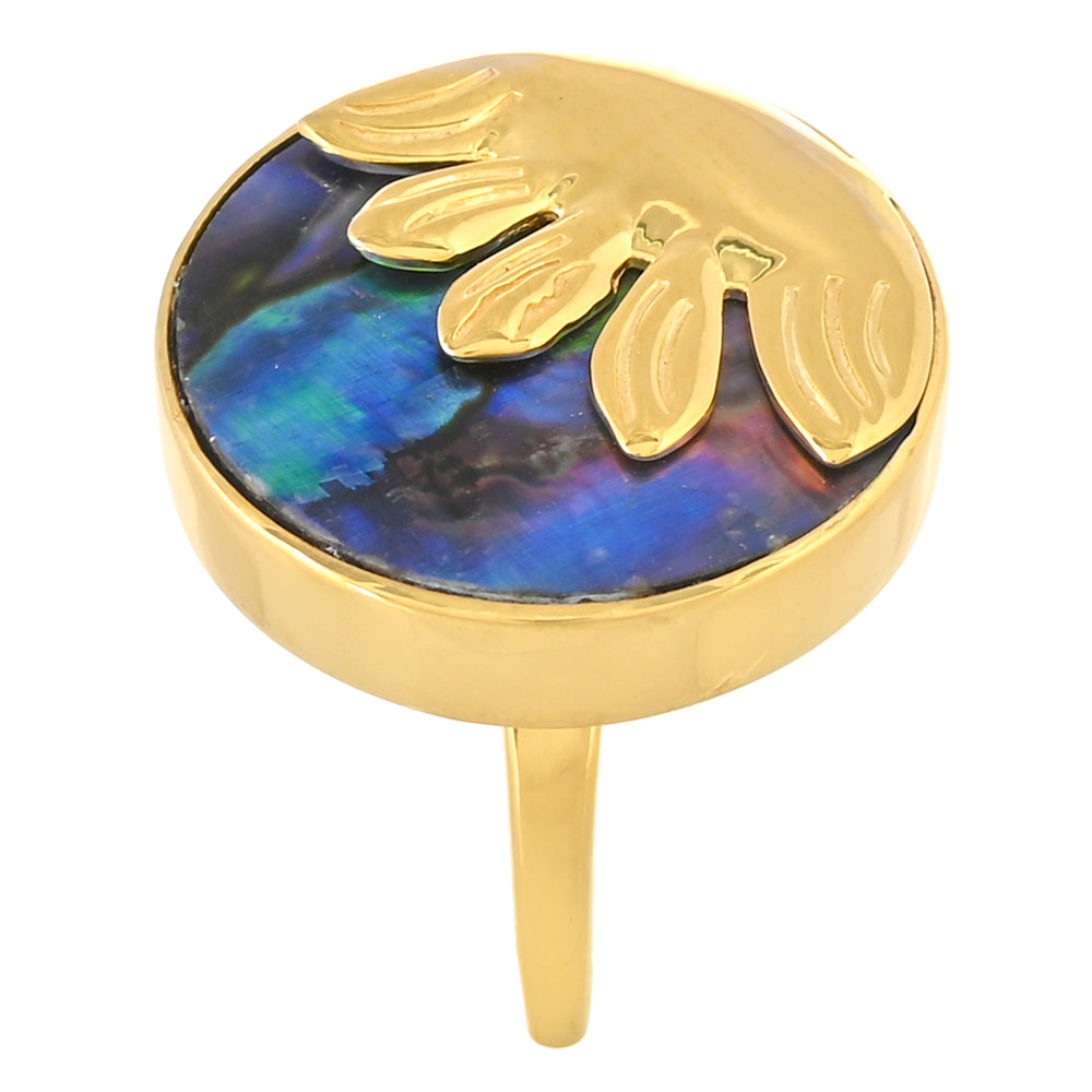 Inel din Argint 925 Placat cu Aur ( 4.87 grame ) cu Scoică Abalone 10.35 Carate