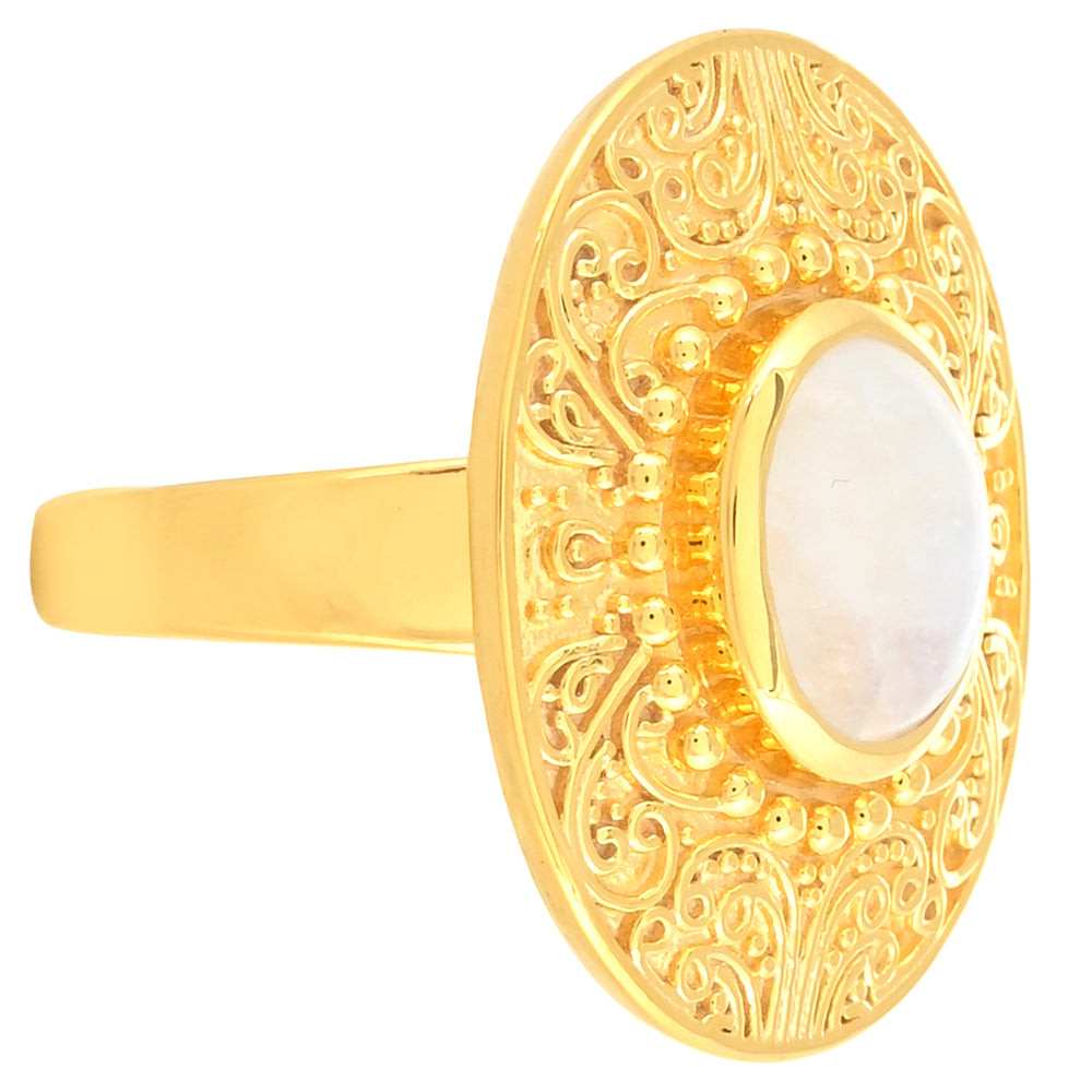 Inel din Argint 925 Placat cu Aur ( 7.35 grame ) cu Piatra Lunii Curcubeu 2.93 Carate