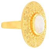 Inel din Argint 925 Placat cu Aur ( 7.35 grame ) cu Piatra Lunii Curcubeu 2.93 Carate
