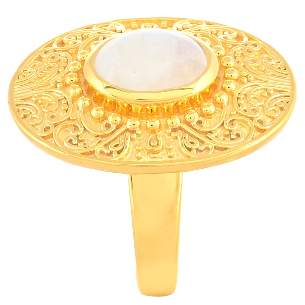 Inel din Argint 925 Placat cu Aur ( 7.35 grame ) cu Piatra Lunii Curcubeu 2.93 Carate