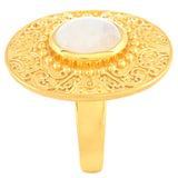 Inel din Argint 925 Placat cu Aur ( 7.35 grame ) cu Piatra Lunii Curcubeu 2.93 Carate
