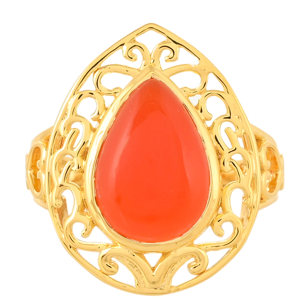Inel din Argint 925 Placat cu Aur ( 4.38 grame ) cu Carneol 4.97 Carate