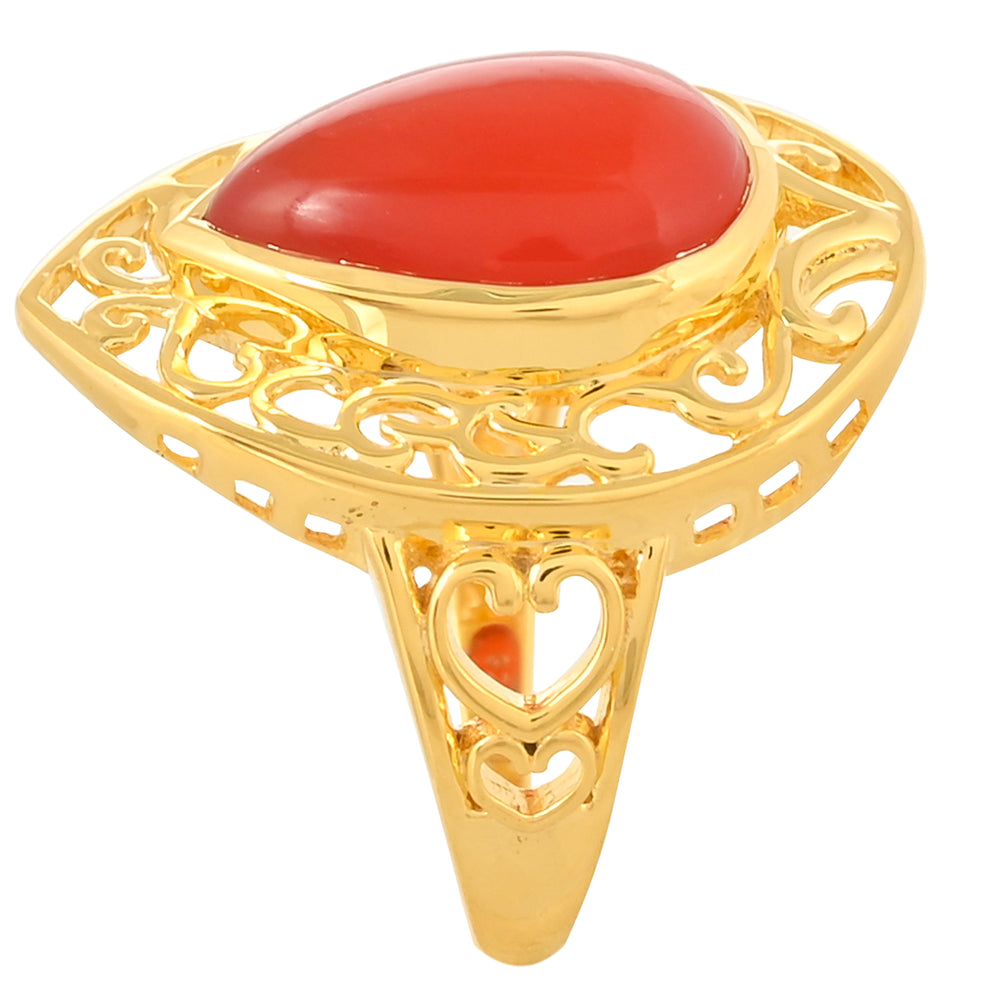 Inel din Argint 925 Placat cu Aur ( 4.38 grame ) cu Carneol 4.97 Carate