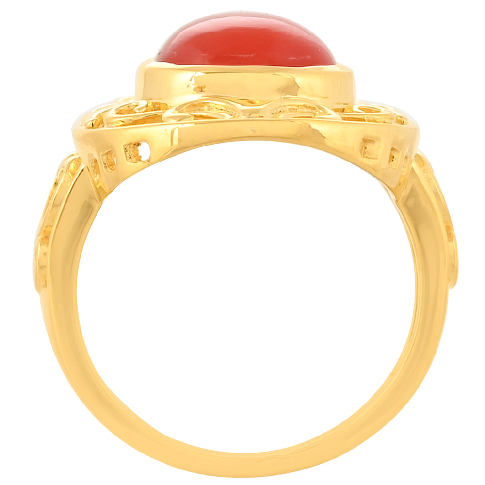 Inel din Argint 925 Placat cu Aur ( 4.38 grame ) cu Carneol 4.97 Carate