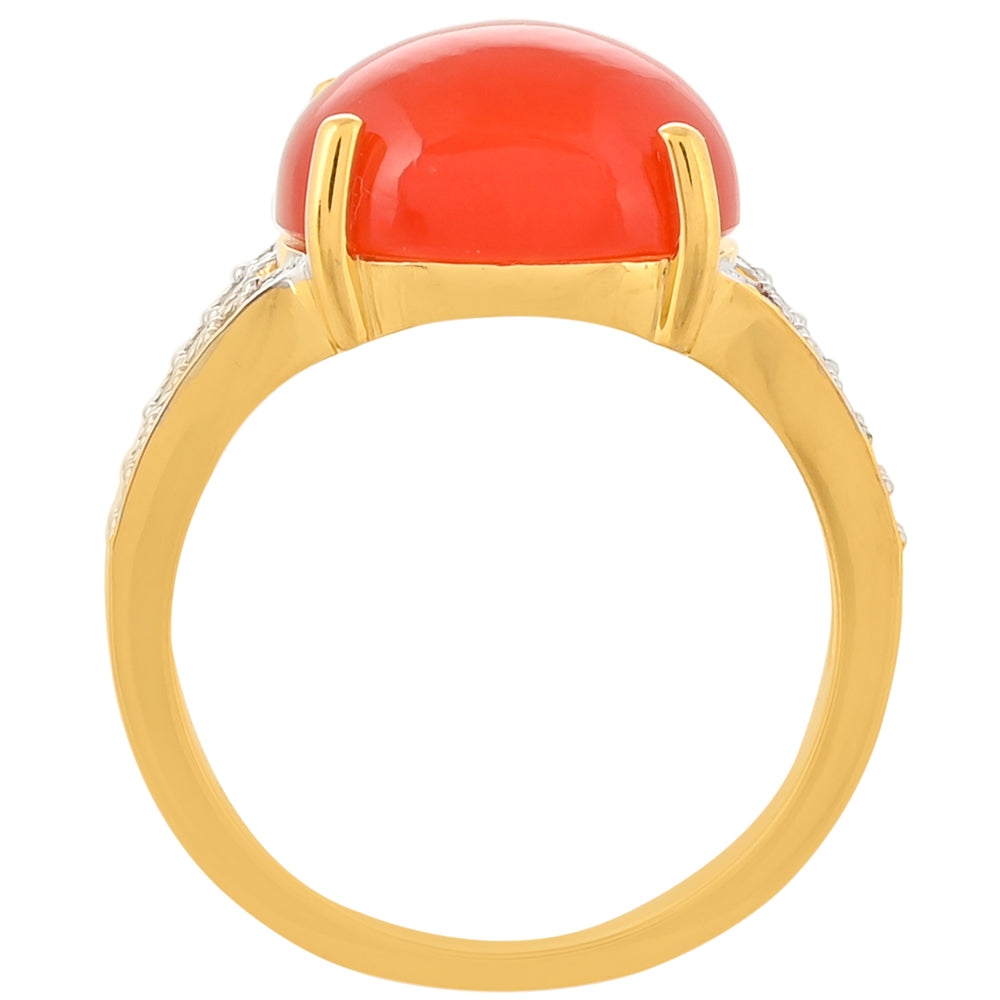 Inel din Argint 925 Placat cu Aur ( 2.94 grame ) cu Carneol și Topaz Alb 6.27 Carate