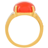 Inel din Argint 925 Placat cu Aur ( 2.94 grame ) cu Carneol și Topaz Alb 6.27 Carate