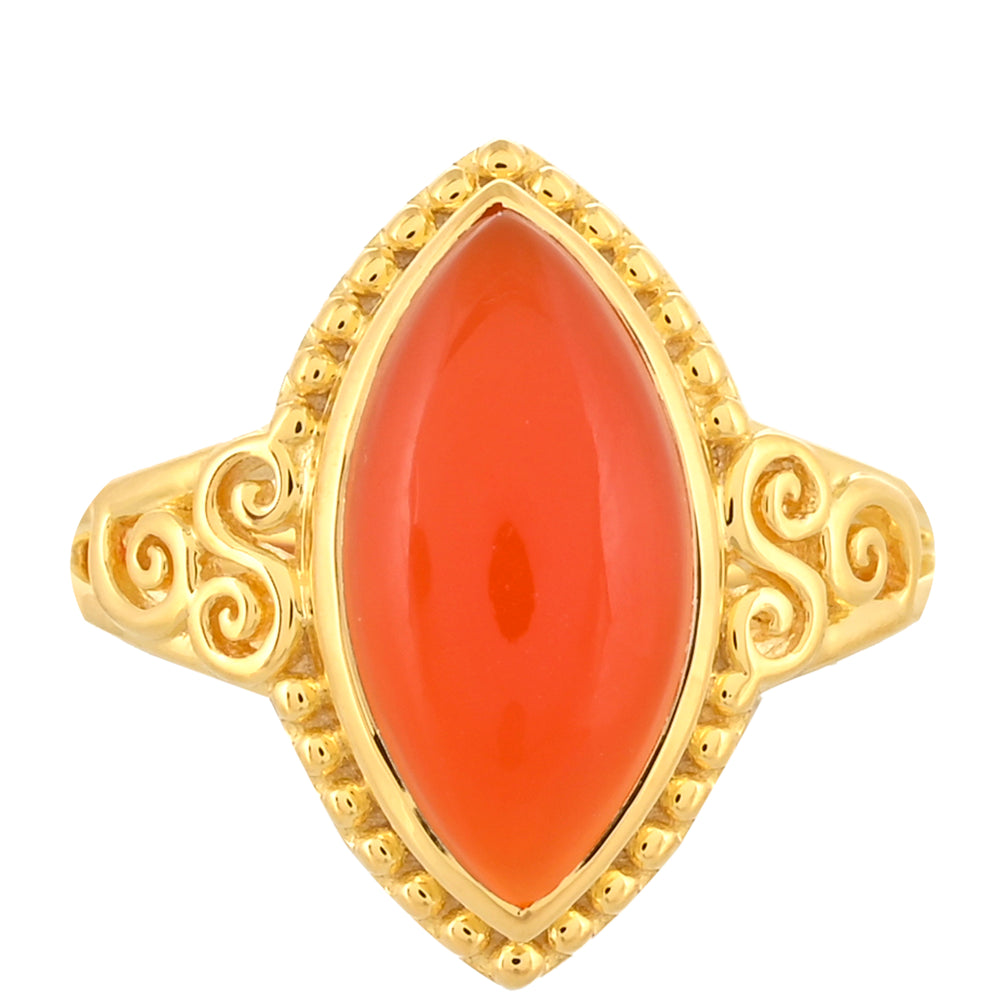 Inel din Argint 925 Placat cu Aur ( 3.54 grame ) cu Carneol 4.38 Carate