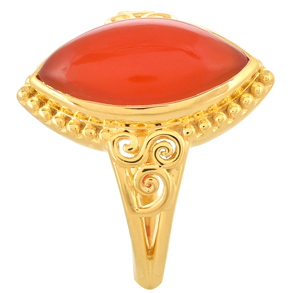 Inel din Argint 925 Placat cu Aur ( 3.54 grame ) cu Carneol 4.38 Carate