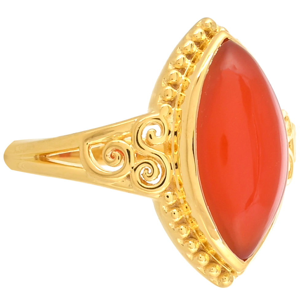 Inel din Argint 925 Placat cu Aur ( 3.54 grame ) cu Carneol 4.38 Carate