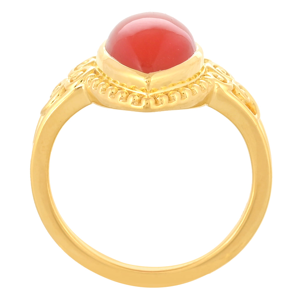 Inel din Argint 925 Placat cu Aur ( 3.54 grame ) cu Carneol 4.38 Carate