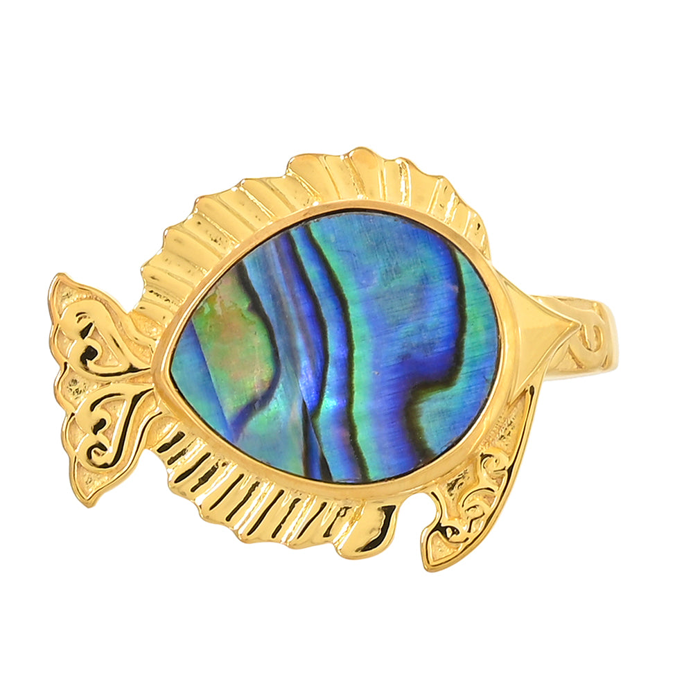 Inel din Argint 925 Placat cu Aur ( 3.92 grame ) cu Scoică Abalone 3.97 Carate