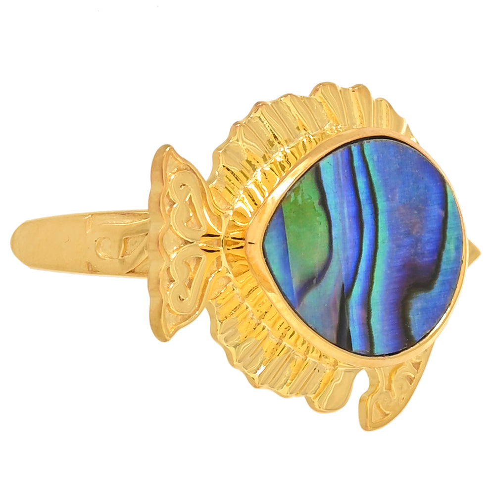 Inel din Argint 925 Placat cu Aur ( 3.92 grame ) cu Scoică Abalone 3.97 Carate