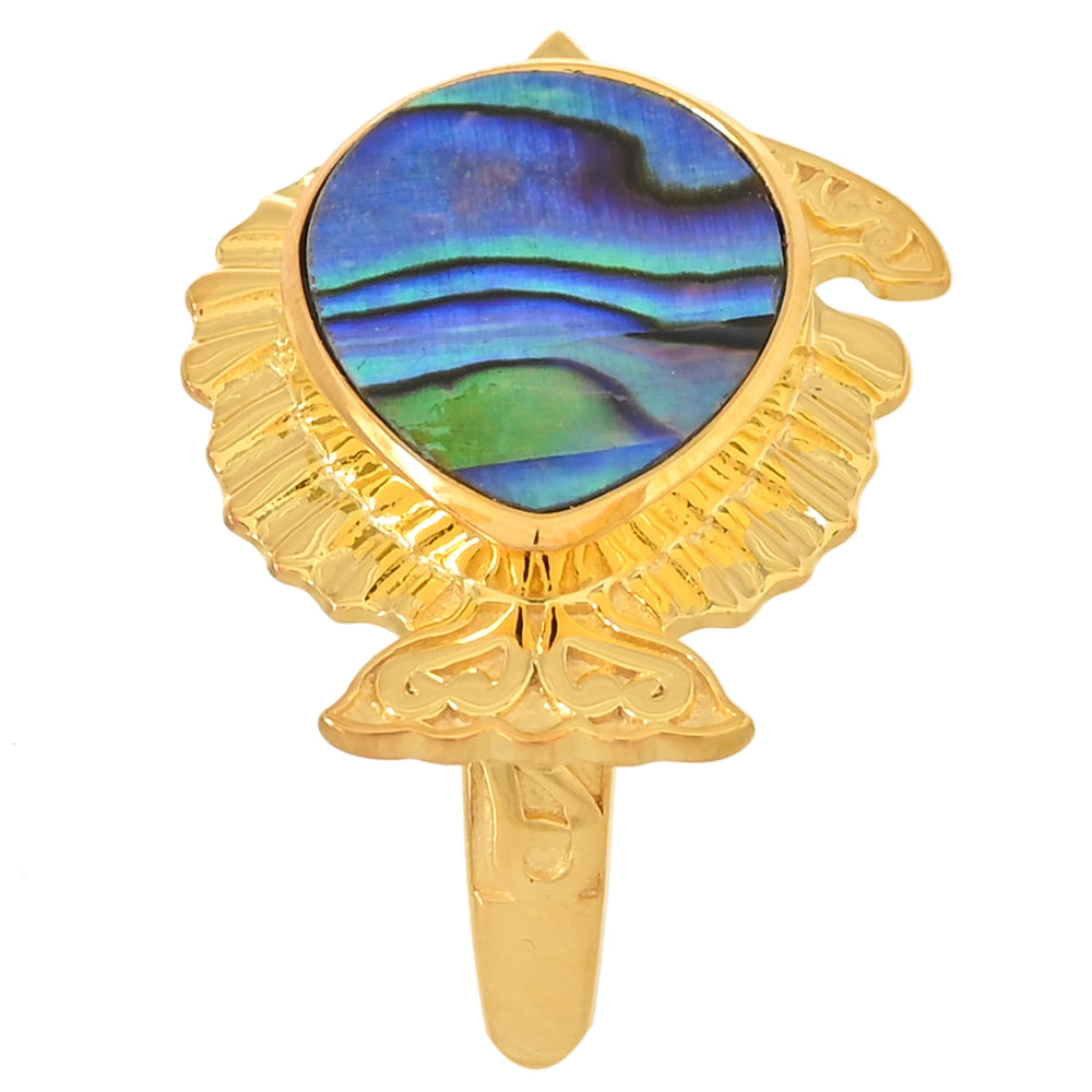 Inel din Argint 925 Placat cu Aur ( 3.92 grame ) cu Scoică Abalone 3.97 Carate