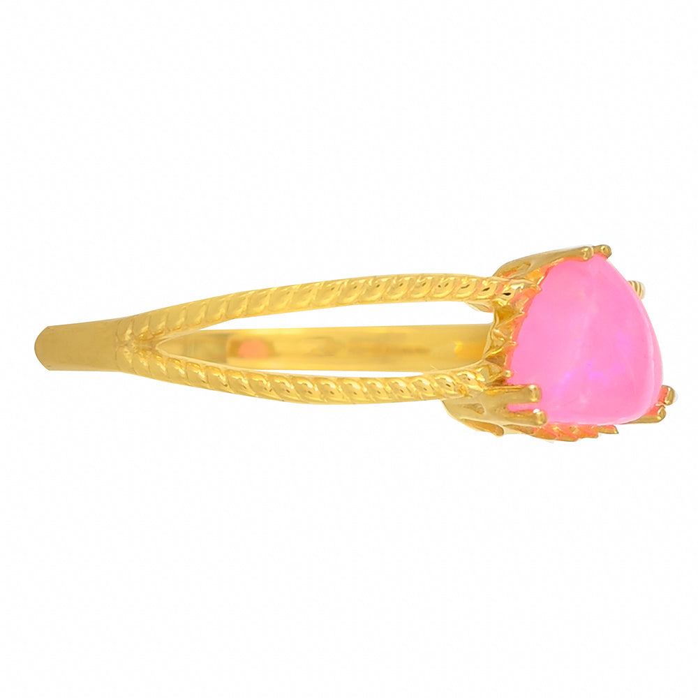 Inel din Argint 925 Placat cu Aur ( 1.9 grame ) cu Opal Etiopian Neon Roz 0.47 Carate