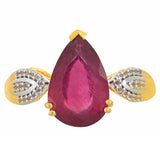 Inel din Argint 925 Placat cu Aur ( 2.41 grame ) cu Rubin Malagasy și Topaz Alb 4.01 Carate