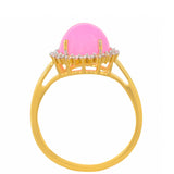 Inel din Argint 925 Placat cu Aur ( 2.48 grame ) cu Opal Etiopian Neon Roz și Topaz Alb 1.98 Carate