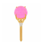 Inel din Argint 925 Placat cu Aur ( 1.95 grame ) cu Opal Etiopian Neon Roz și Topaz Alb 1.38 Carate