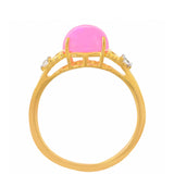 Inel din Argint 925 Placat cu Aur ( 1.95 grame ) cu Opal Etiopian Neon Roz și Topaz Alb 1.38 Carate