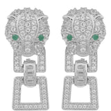 Cercei din Argint 925 ( 7.41 grame ) cu Smarald Brazilian și Topaz Alb 1.82 Carate