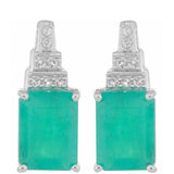 Cercei din Argint 925 ( 2.14 grame ) cu Smarald Brazilian și Topaz Alb 3.41 Carate