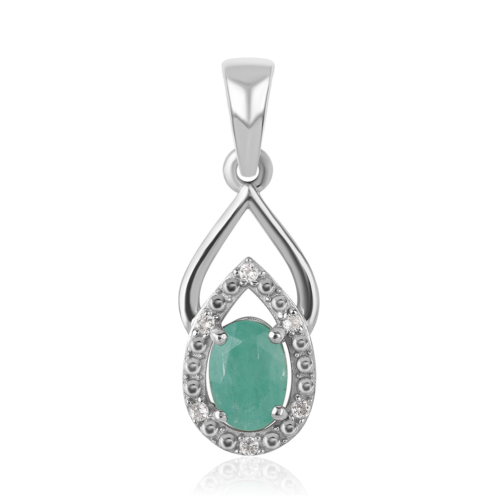 Pandantiv din Argint 925 ( 1.01 grame ) cu Smarald Brazilian și Topaz Alb 0.53 Carate
