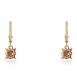 Cercei din Argint 925 Placat cu Aur ( 1.62 grame ) cu Rubin Mozambic și Topaz Alb 0.86 Carate
