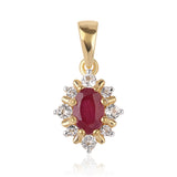 Pandantiv din Argint 925 Placat cu Aur ( 0.91 grame ) cu Rubin Mozambic și Topaz Alb 0.9 Carate