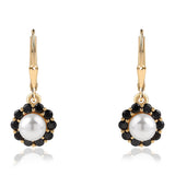 Cercei din Argint 925 Placat cu Aur ( 2.28 grame ) cu Spinel Negru și Perlă de Apă Dulce Albă 3.42 Carate