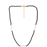 Colier din Argint 925 Placat cu Aur ( 0.93 grame ) cu Spinel Negru și Perlă de Apă Dulce Albă 39.5 Carate