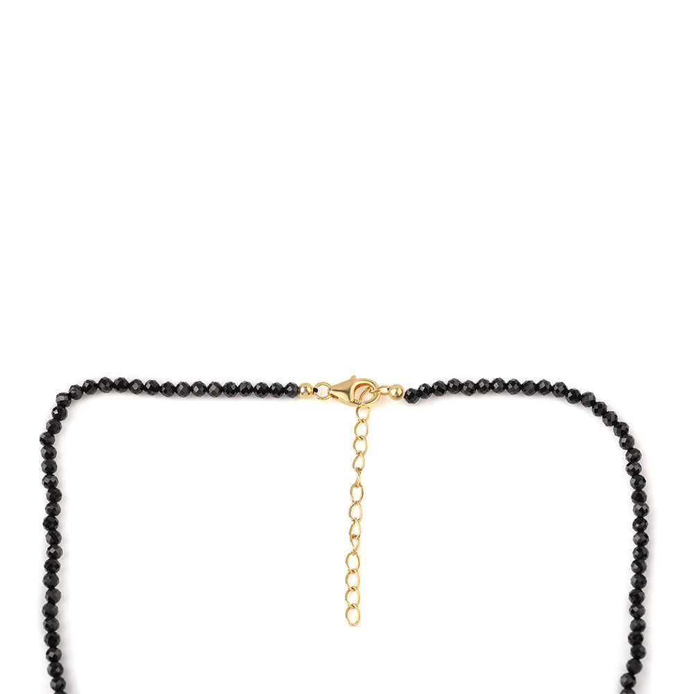Colier din Argint 925 Placat cu Aur ( 0.93 grame ) cu Spinel Negru și Perlă de Apă Dulce Albă 39.5 Carate