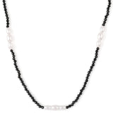 Colier din Argint 925 Placat cu Aur ( 0.93 grame ) cu Spinel Negru și Perlă de Apă Dulce Albă 39.5 Carate