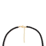 Colier din Argint 925 Placat cu Aur ( 0.96 grame ) cu Spinel Negru și Perlă de Apă Dulce Albă 79 Carate