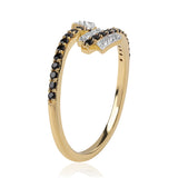 Inel din Argint 925 Placat cu Aur ( 2.08 grame ) cu Spinel Negru și Topaz Alb 0.48 Carate