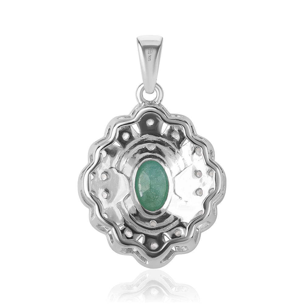 Pandantiv din Argint 925 ( 2.13 grame ) cu Smarald Brazilian și Topaz Alb 0.99 Carate