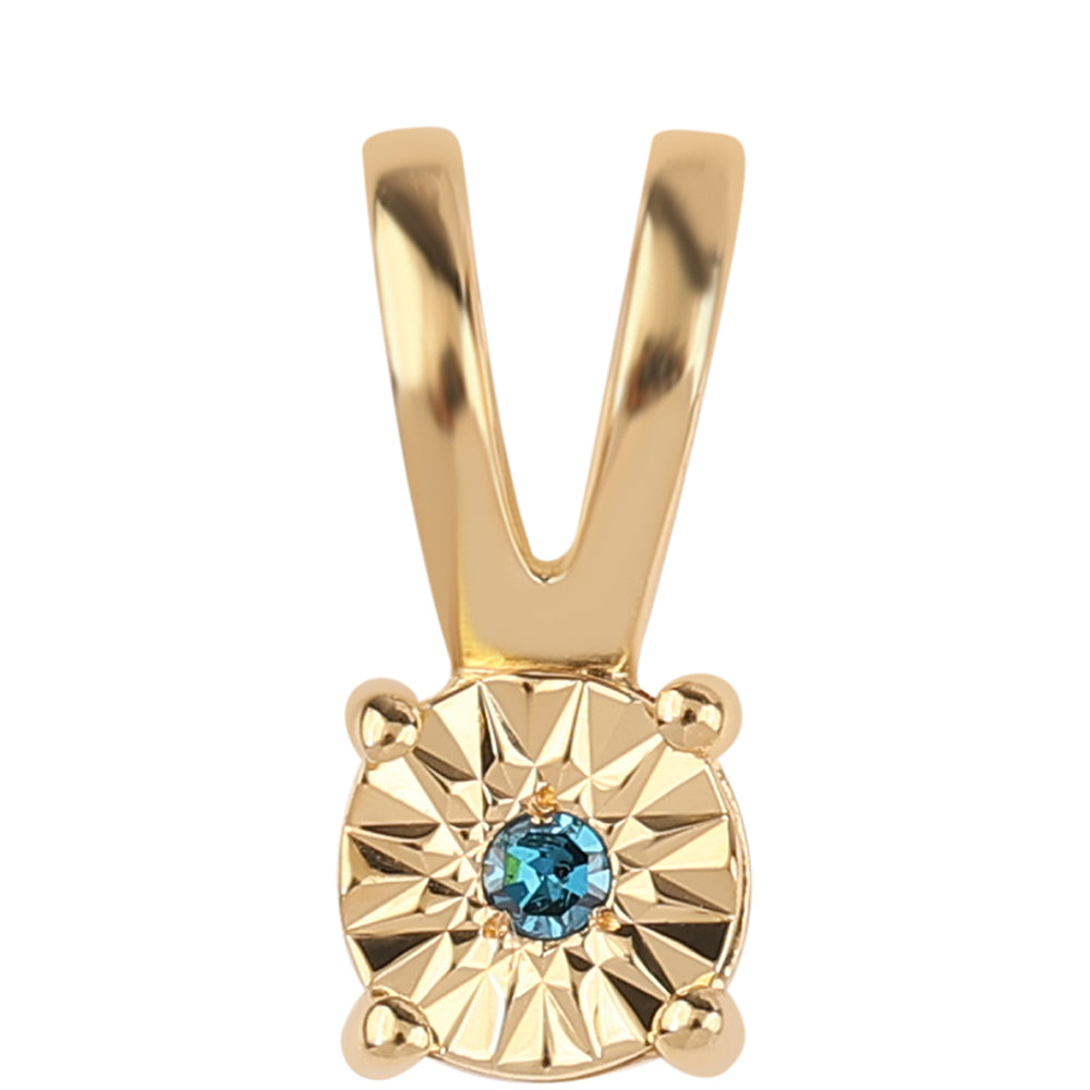 Pandantiv din Argint 925 Placat cu Aur ( 0.63 grame ) cu Diamant Albastru 0.02 Carate
