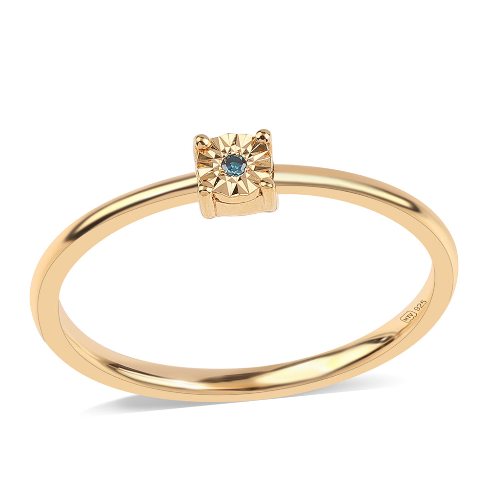 Inel din Argint 925 Placat cu Aur ( 1.61 grame ) cu Diamant Albastru 0.01 Carate