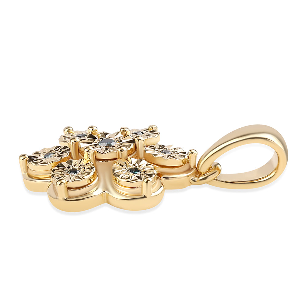 Pandantiv din Argint 925 Placat cu Aur ( 2.19 grame ) cu Diamant Albastru 0.05 Carate